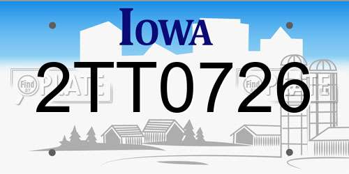 2TT0726 Iowa License Plate