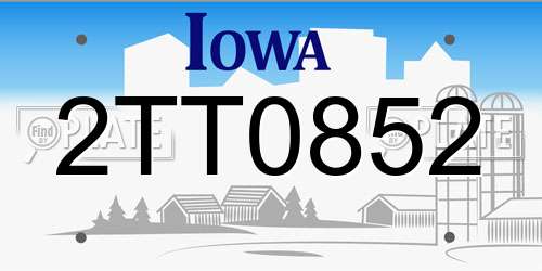 2TT0852 Iowa License Plate
