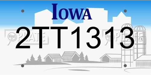 2TT1313 Iowa License Plate