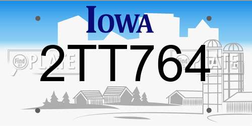 2TT764 Iowa License Plate