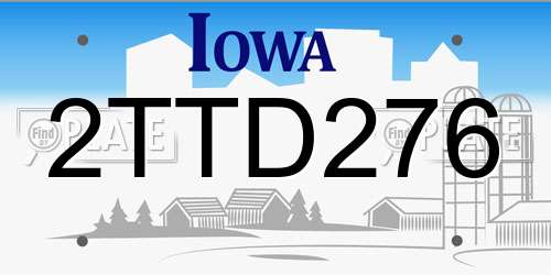 2TTD276 Iowa License Plate