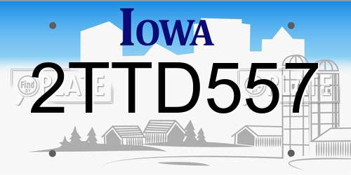 2TTD557 Iowa License Plate