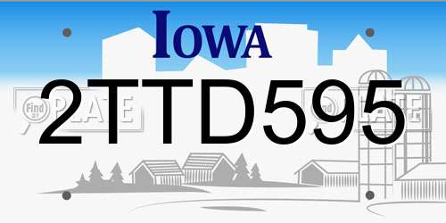 2TTD595 Iowa License Plate