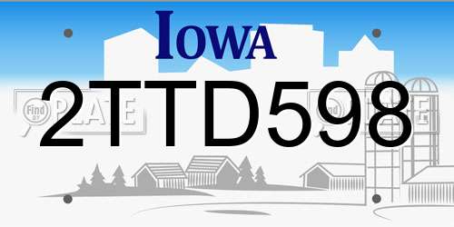 2TTD598 Iowa License Plate
