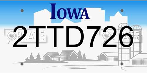 2TTD726 Iowa License Plate