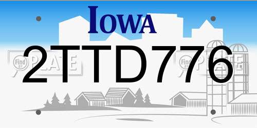 2TTD776 Iowa License Plate