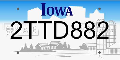 2TTD882 Iowa License Plate