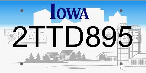2TTD895 Iowa License Plate