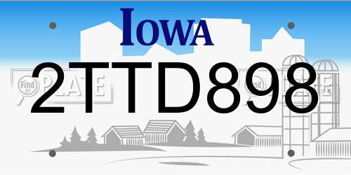 2TTD898 Iowa License Plate