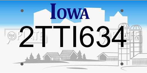 2TTI634 Iowa License Plate