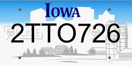 2TTO726 Iowa License Plate