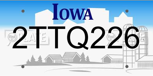 2TTQ226 Iowa License Plate