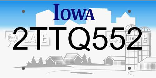 2TTQ552 Iowa License Plate
