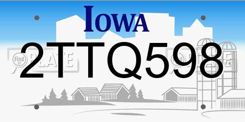 2TTQ598 Iowa License Plate