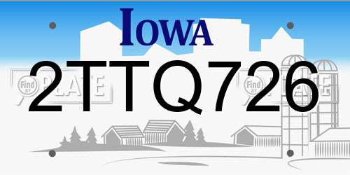 2TTQ726 Iowa License Plate