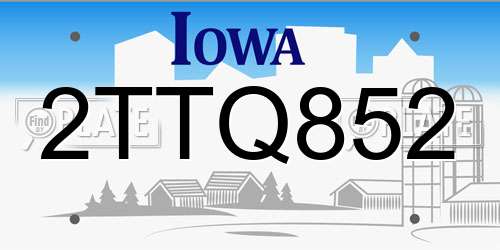 2TTQ852 Iowa License Plate