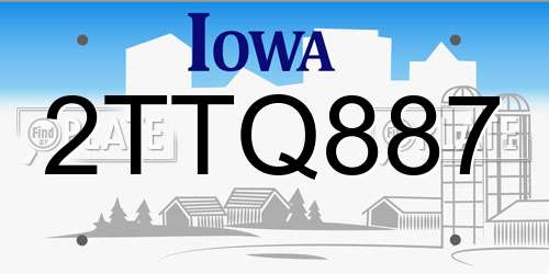 2TTQ887 Iowa License Plate