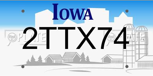 2TTX74 Iowa License Plate