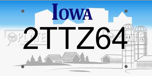 2TTZ64 Iowa License Plate