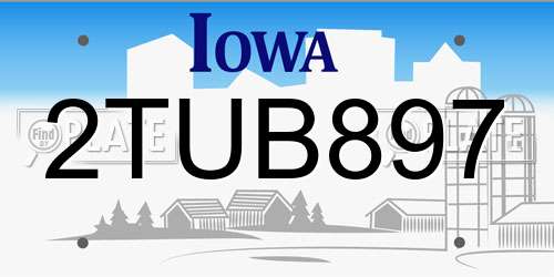 2TUB897 Iowa License Plate