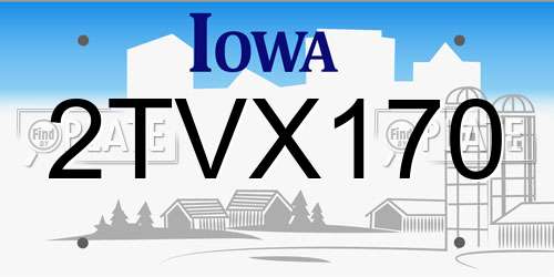 2TVX170 Iowa License Plate