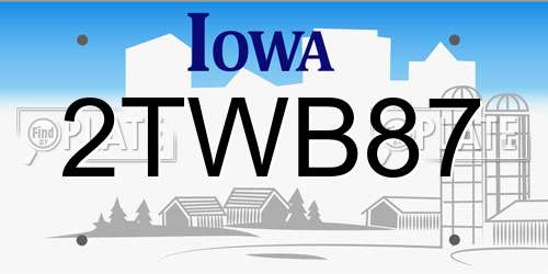 2TWB87 Iowa License Plate