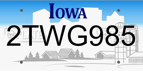 2TWG985 Iowa License Plate