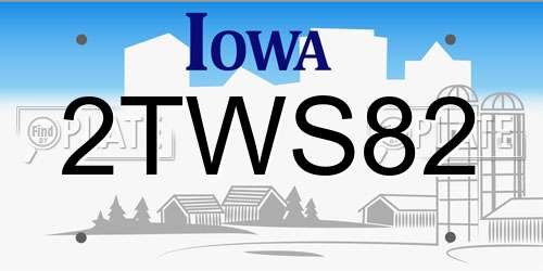 2TWS82 Iowa License Plate