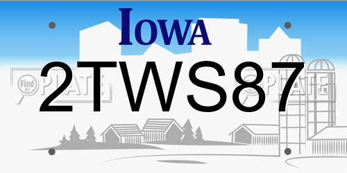 2TWS87 Iowa License Plate