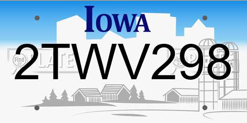 2TWV298 Iowa License Plate