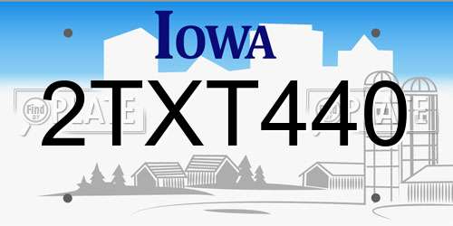 2TXT440 Iowa License Plate