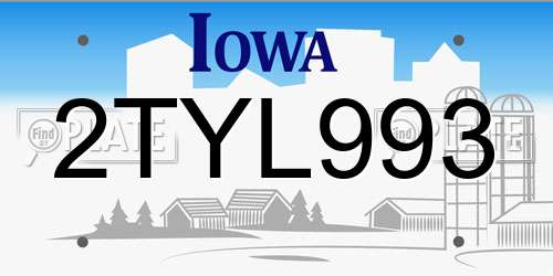 2TYL993 Iowa License Plate