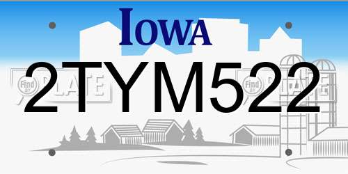 2TYM522 Iowa License Plate