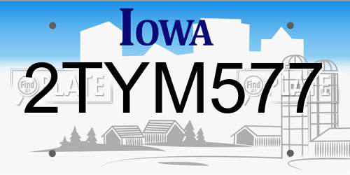2TYM577 Iowa License Plate