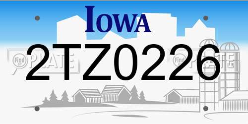 2TZ0226 Iowa License Plate