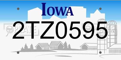 2TZ0595 Iowa License Plate