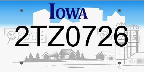 2TZ0726 Iowa License Plate