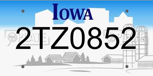 2TZ0852 Iowa License Plate