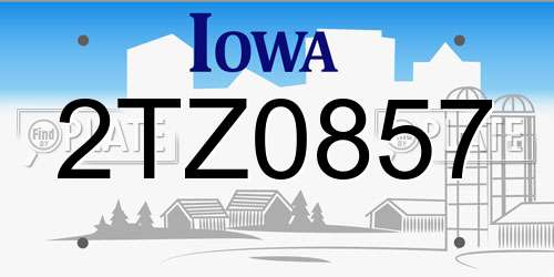2TZ0857 Iowa License Plate