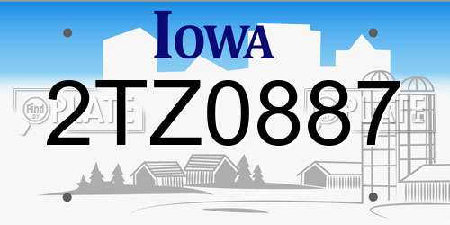 2TZ0887 Iowa License Plate