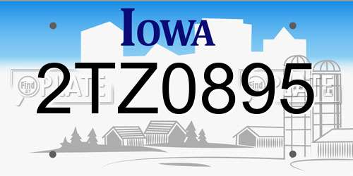 2TZ0895 Iowa License Plate