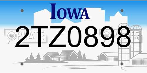 2TZ0898 Iowa License Plate