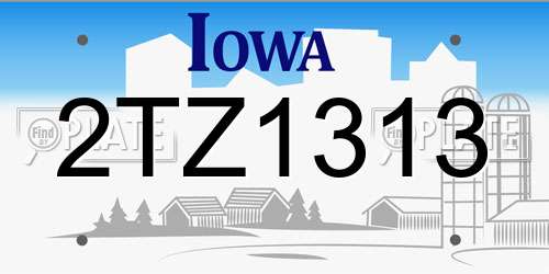2TZ1313 Iowa License Plate