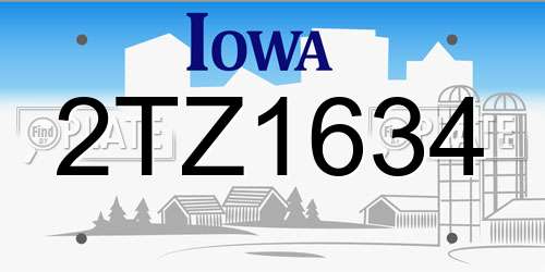 2TZ1634 Iowa License Plate
