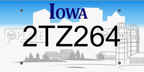 2TZ264 Iowa License Plate