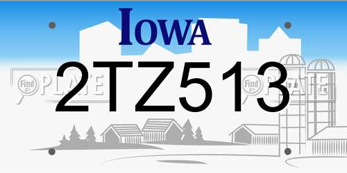 2TZ513 Iowa License Plate