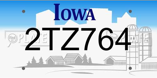 2TZ764 Iowa License Plate