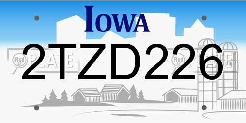 2TZD226 Iowa License Plate