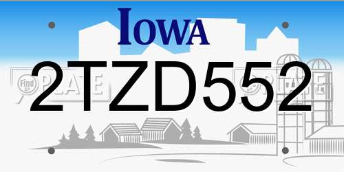 2TZD552 Iowa License Plate