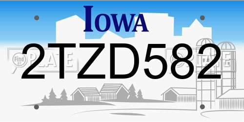 2TZD582 Iowa License Plate
